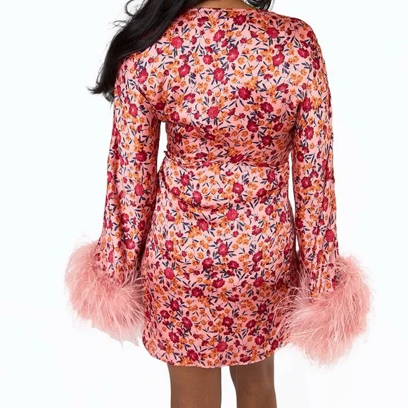 BuddyLove NEW ANISA FEATHER CUFF MINI DRESS - DRAGONFRUIT - Picture 5 of 7
